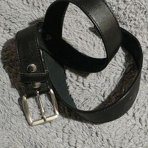 Black Leather Men's Belt with Silver Buckle
